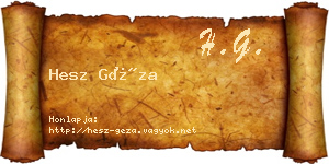 Hesz Géza névjegykártya
